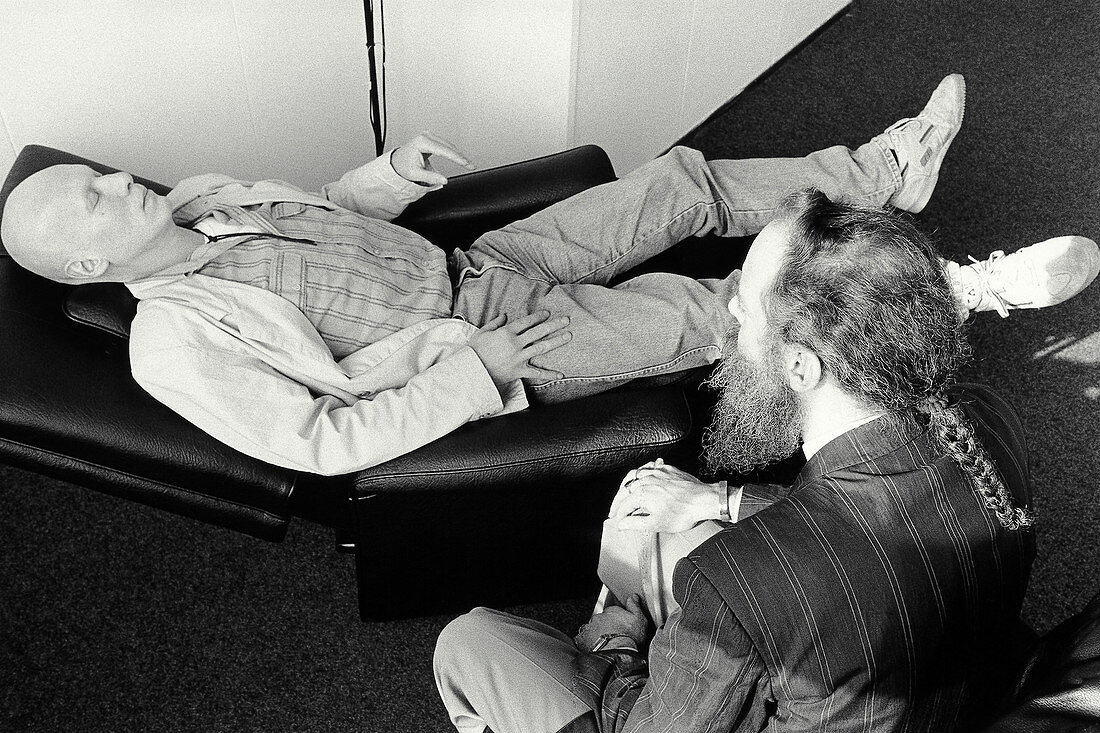 Male patient undergoing hypnotherapy