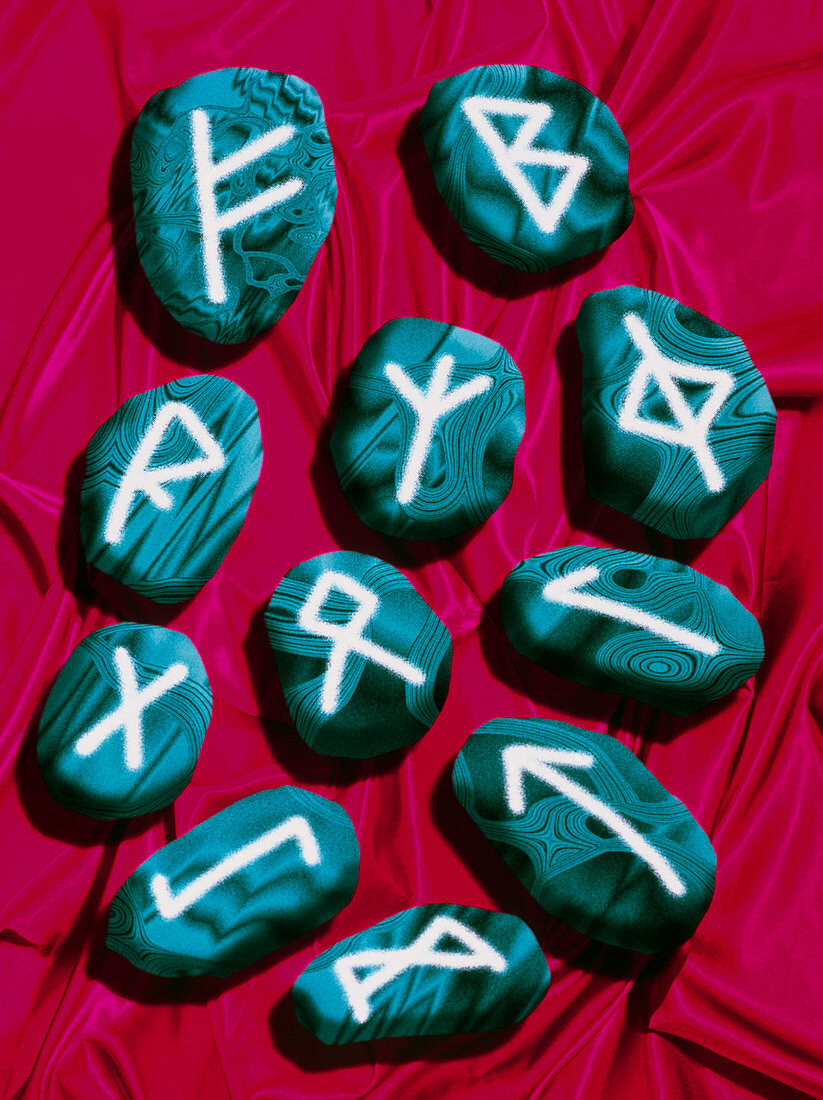 Artwork of rune stones used for fortune telling