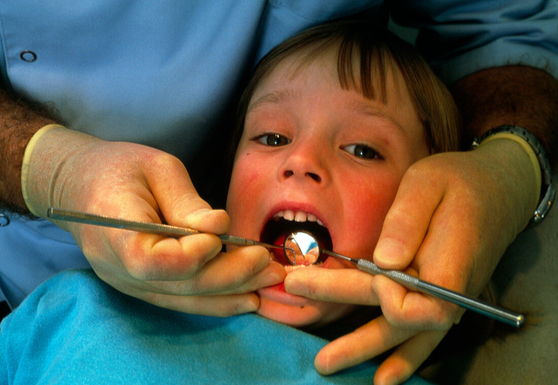 Child undergoing a dental examination