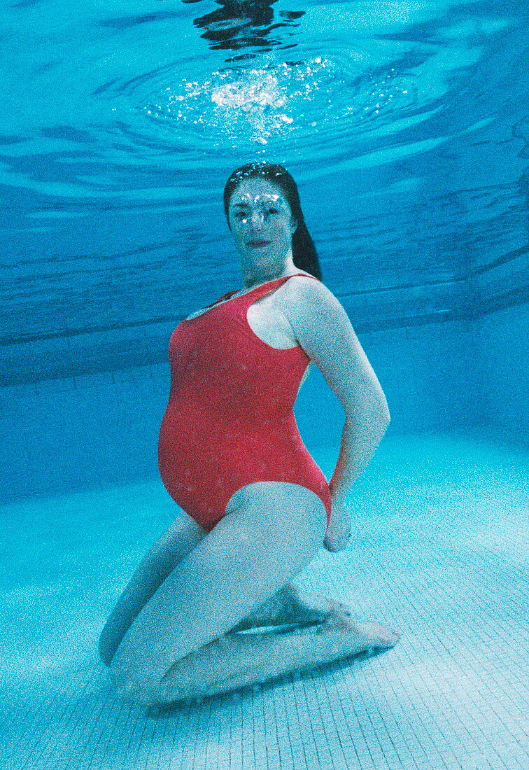 Pregnant woman in a swimming pool