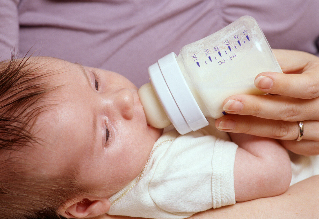 Bottle-feeding baby