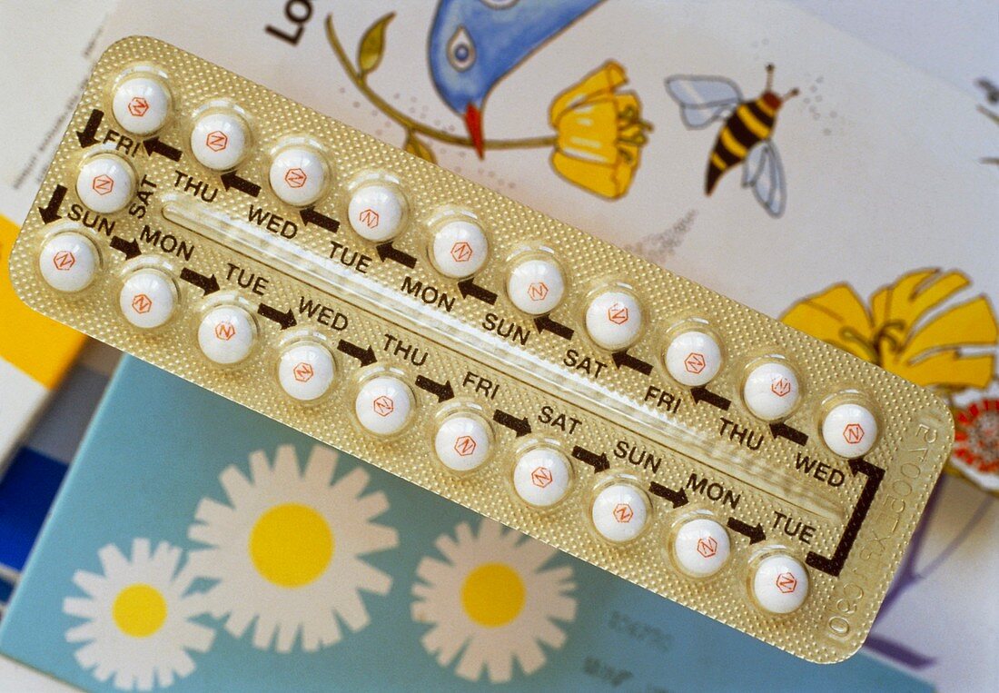 Packet of oral contraceptive pills