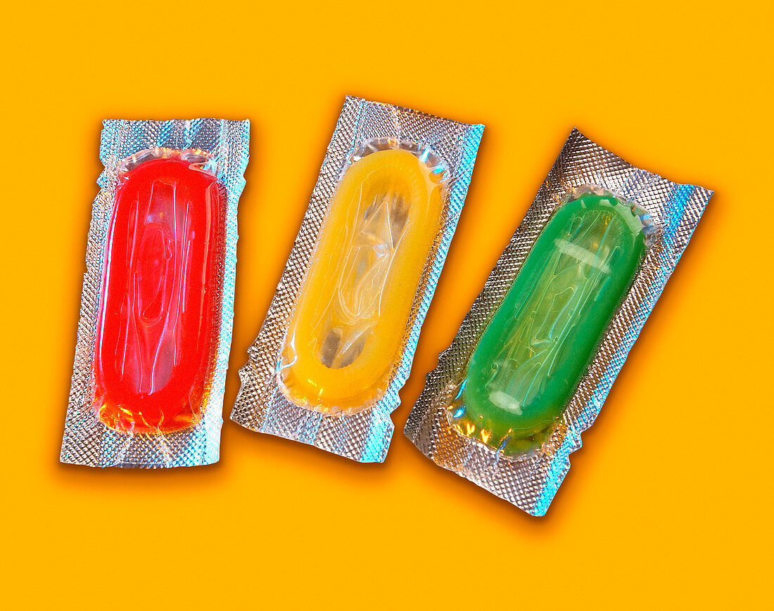 Packets of condoms