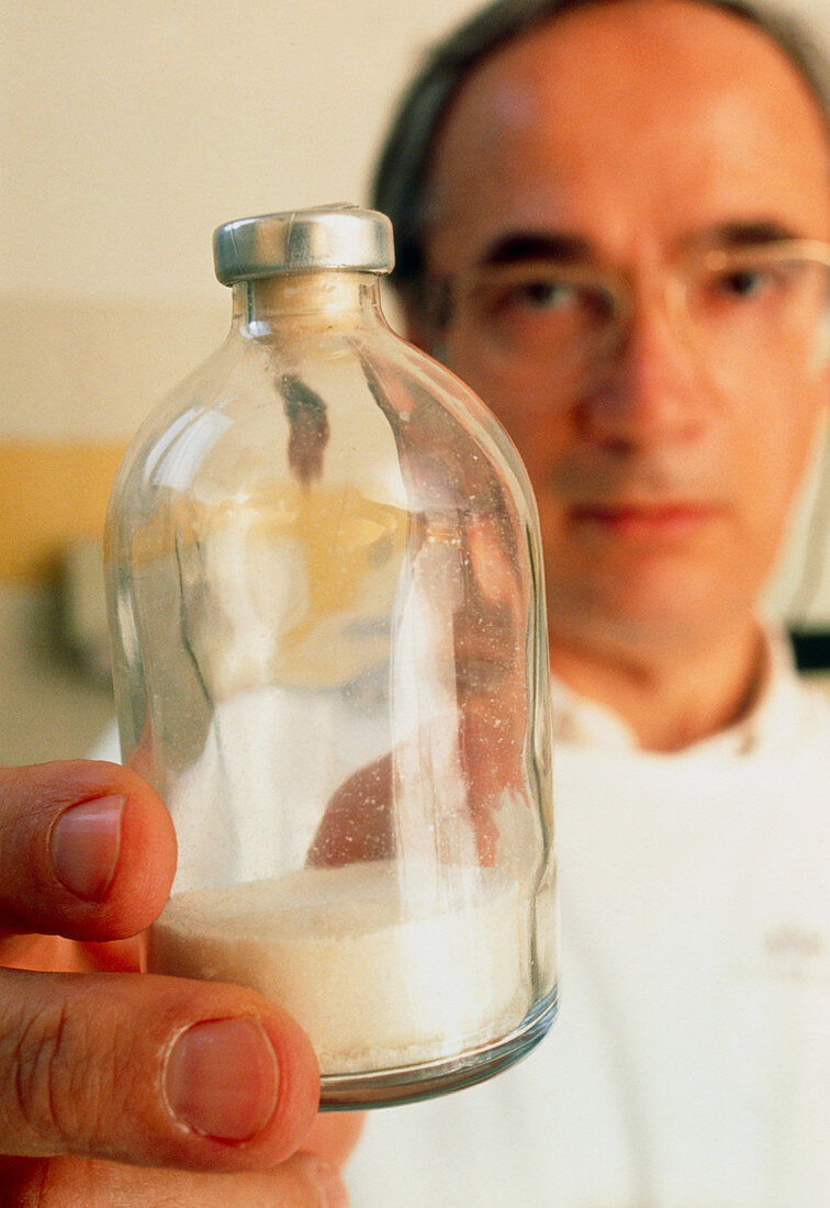 Technician holding freeze-dried human milk