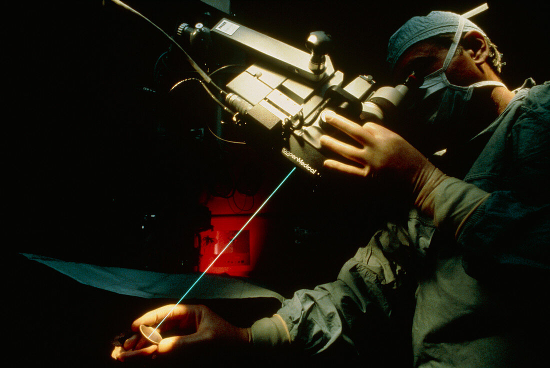 Laser being used in ear surgery