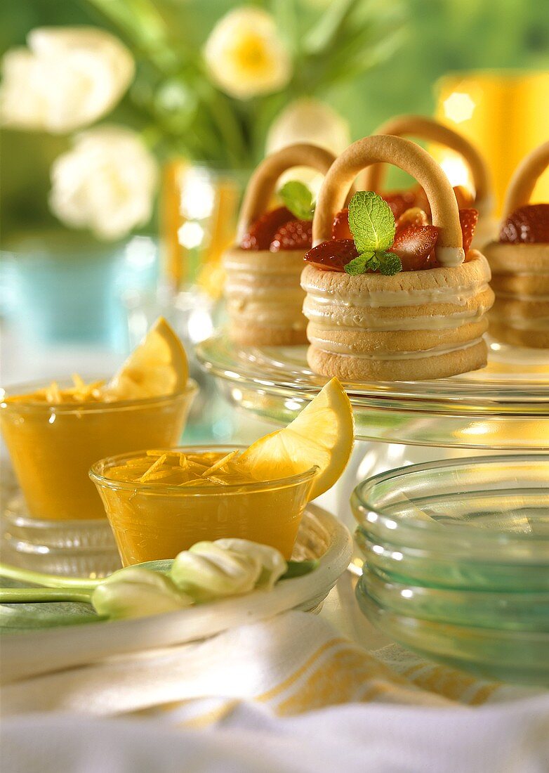 Easter brunch: marzipan baskets & lemon mousse