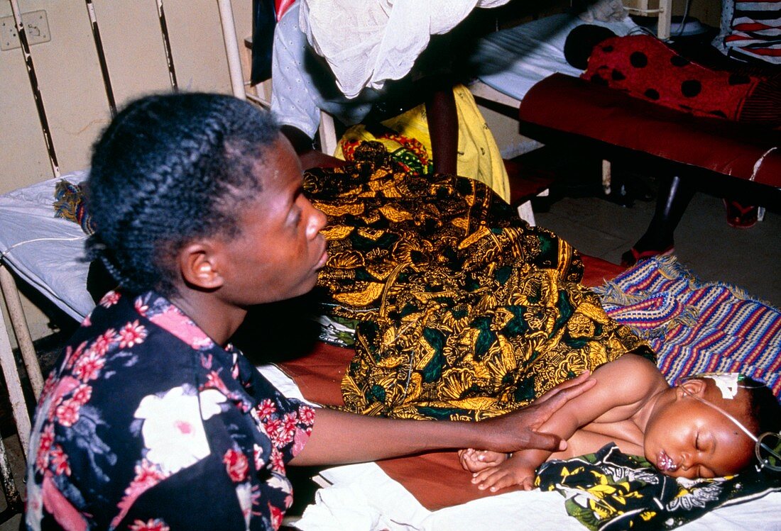 Mother & young child with severe malaria,Tanzania