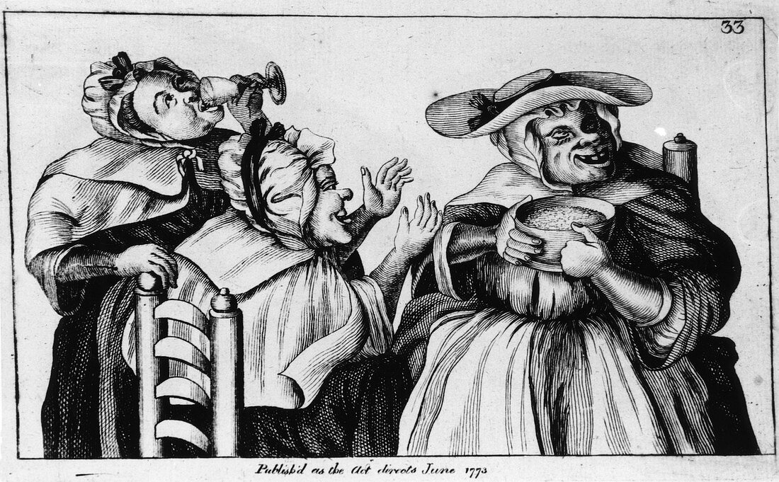 French 18th century caricature of alcoholic women