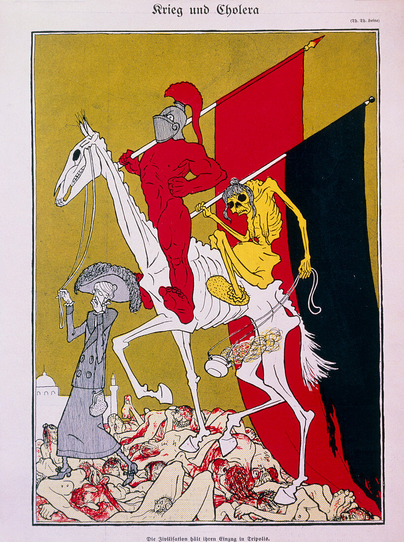 Krieg und Cholera,caricature 1912