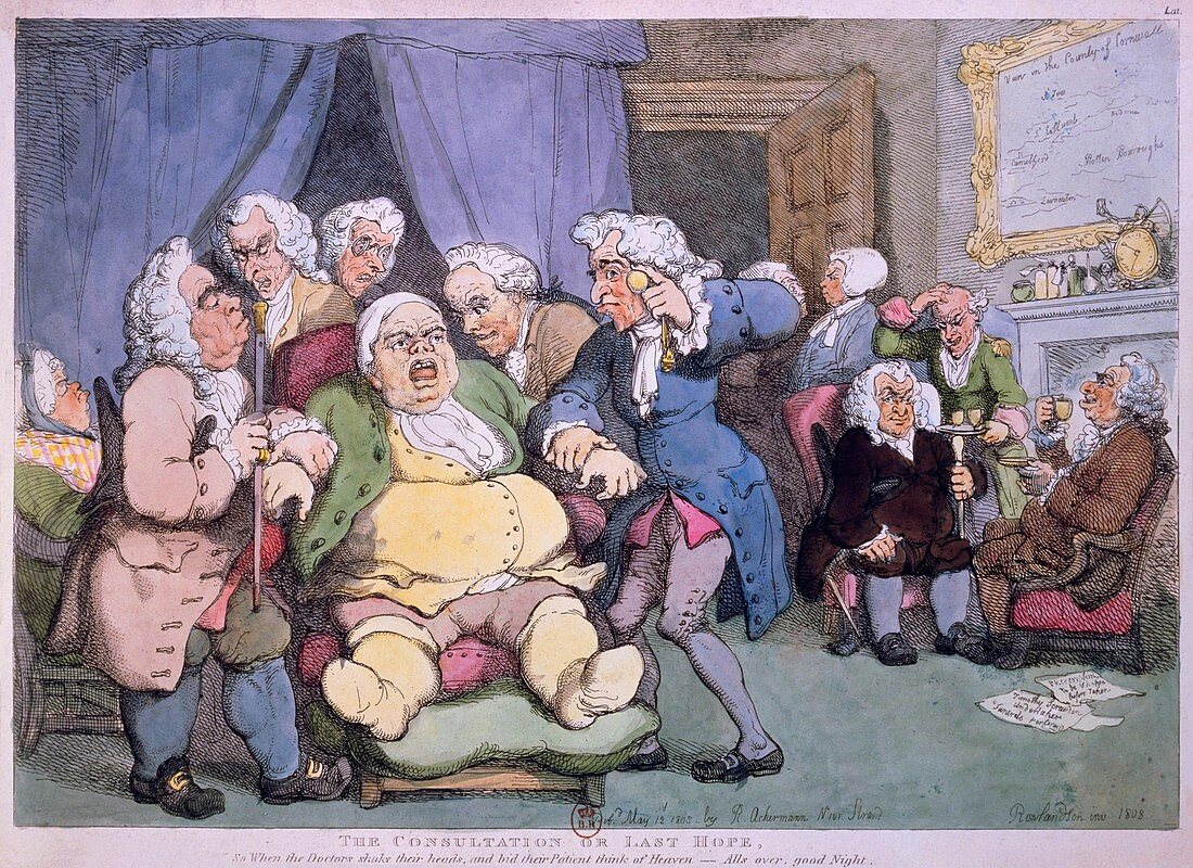 Cartoon by Rowlandson,1808,of medical practice