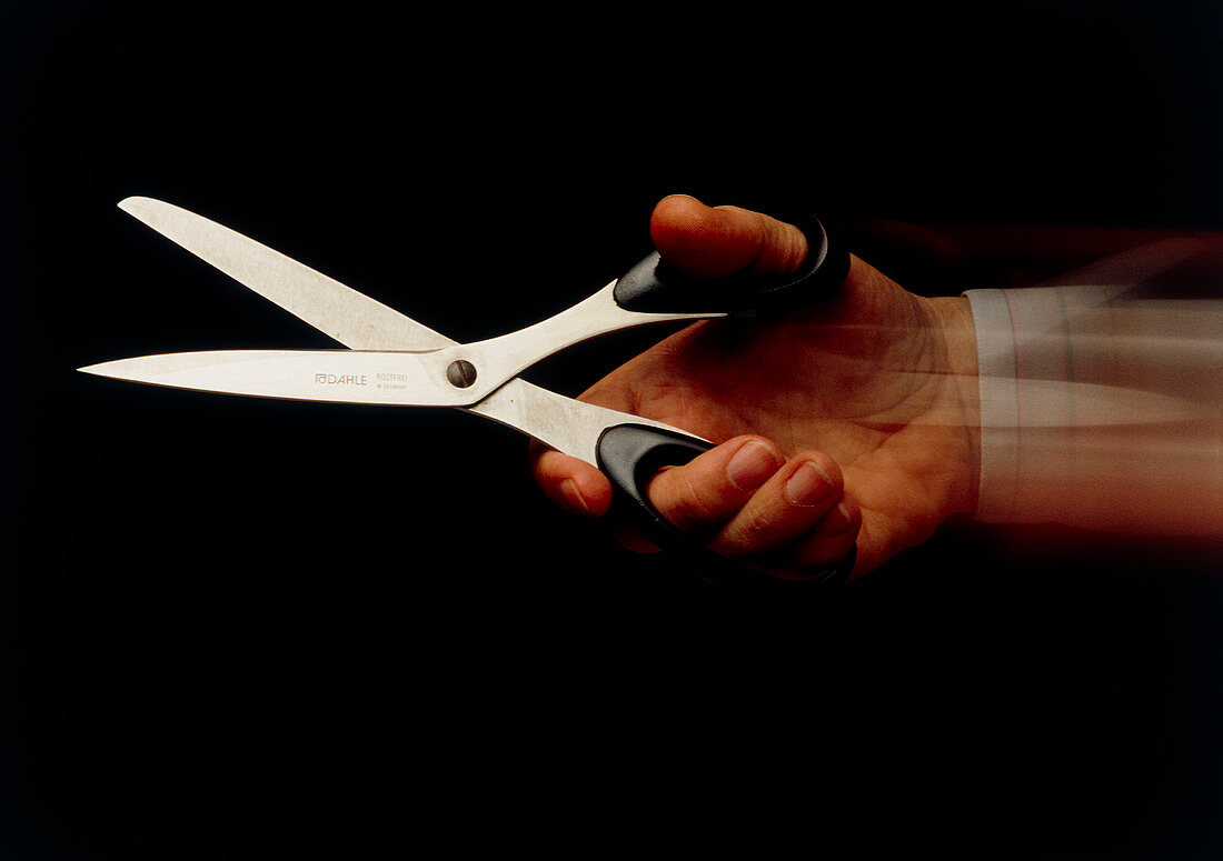 Hand movements using a pair of scissors