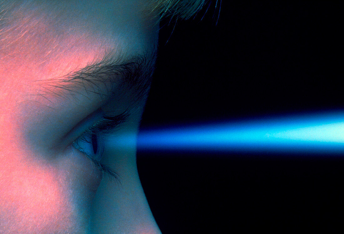 Vision: blue light entering the eye of a child