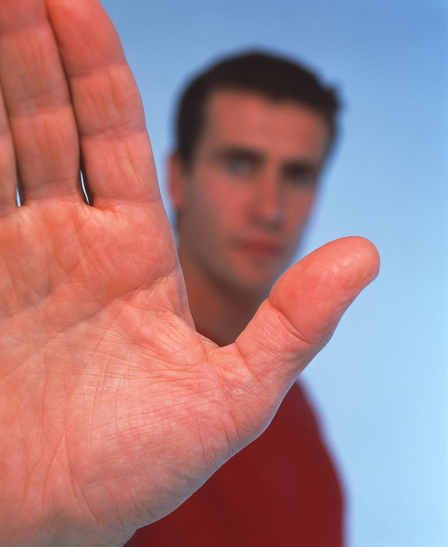 Hand stop sign