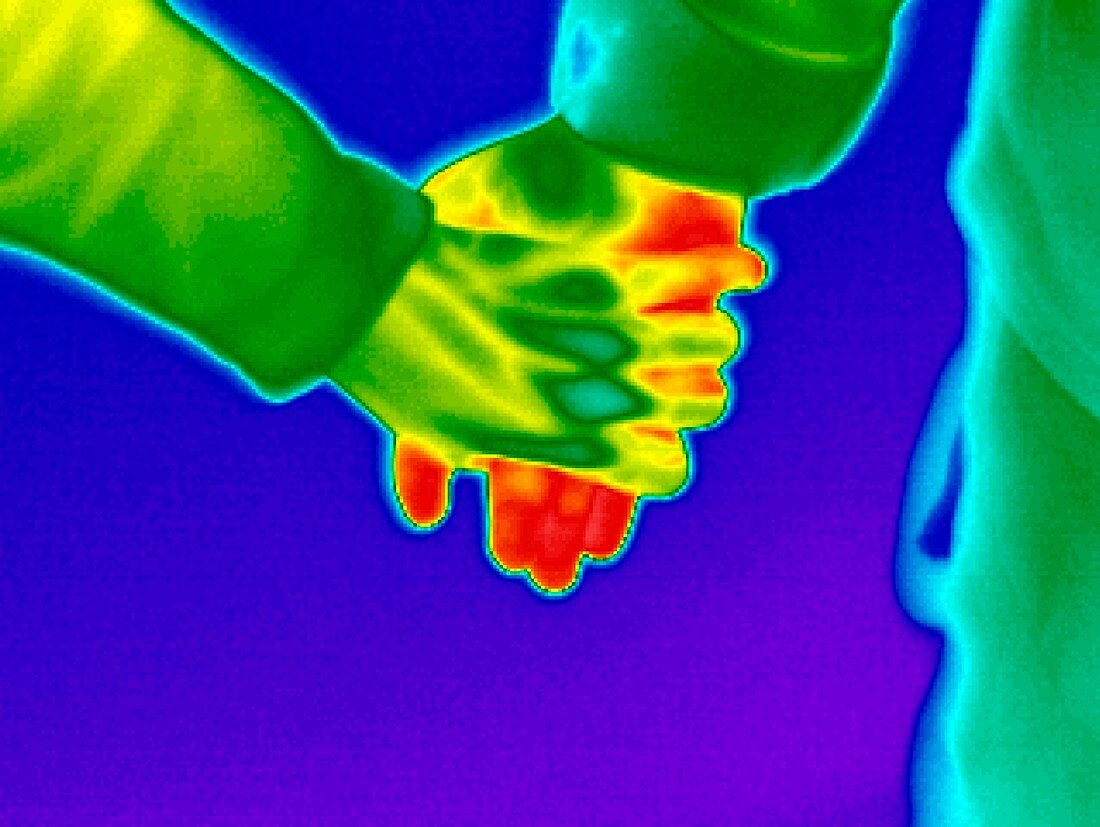 People holding hands,thermogram