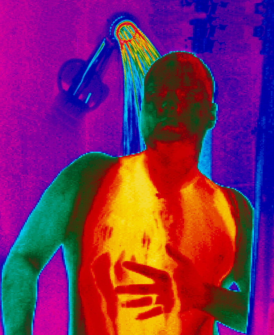 Thermogram of a man taking a shower