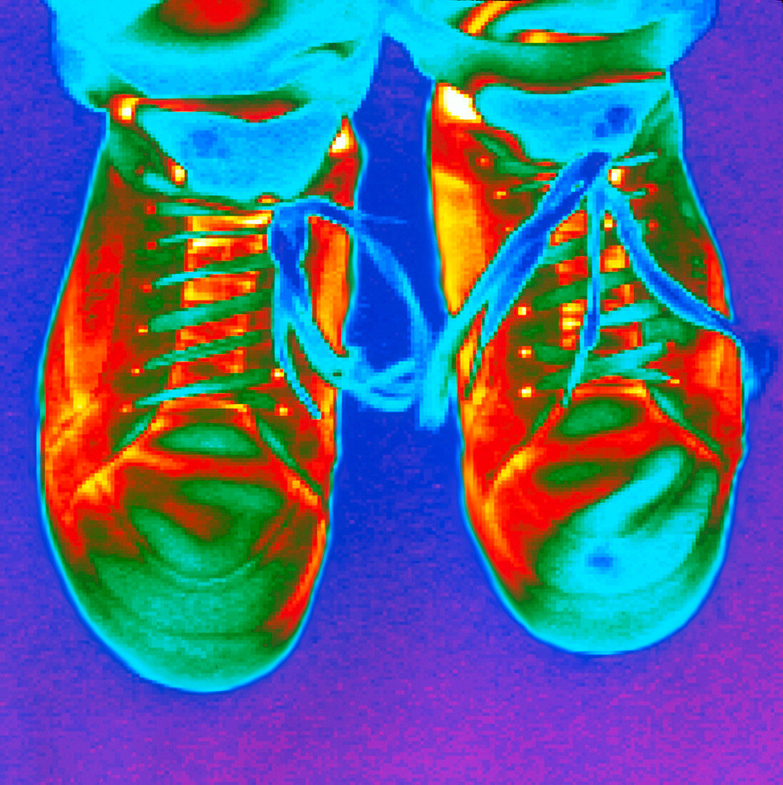 Thermogram of feet wearing trainers