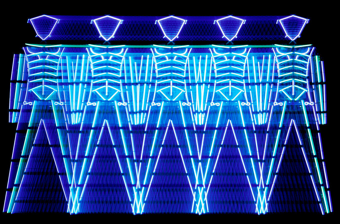 Abstract image of human figures of neon lights