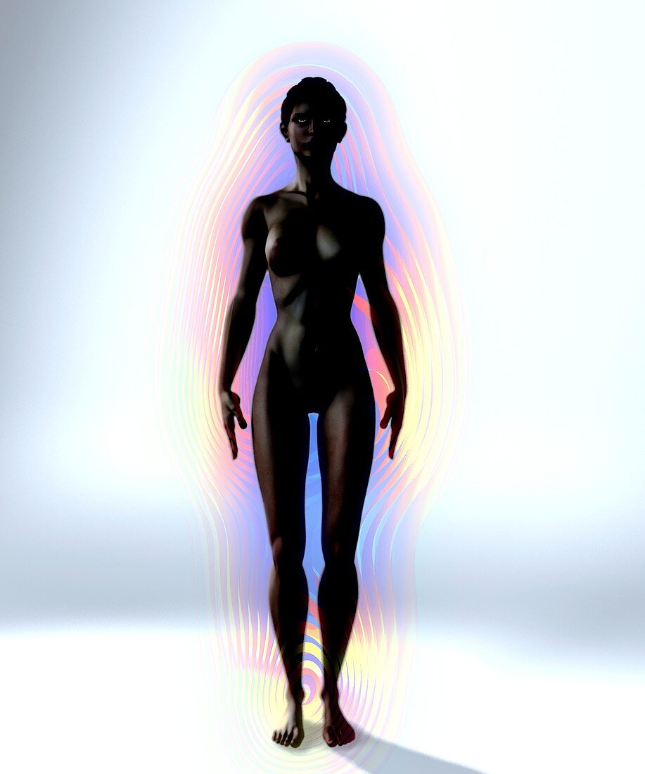 Naked woman's body with aura,artwork