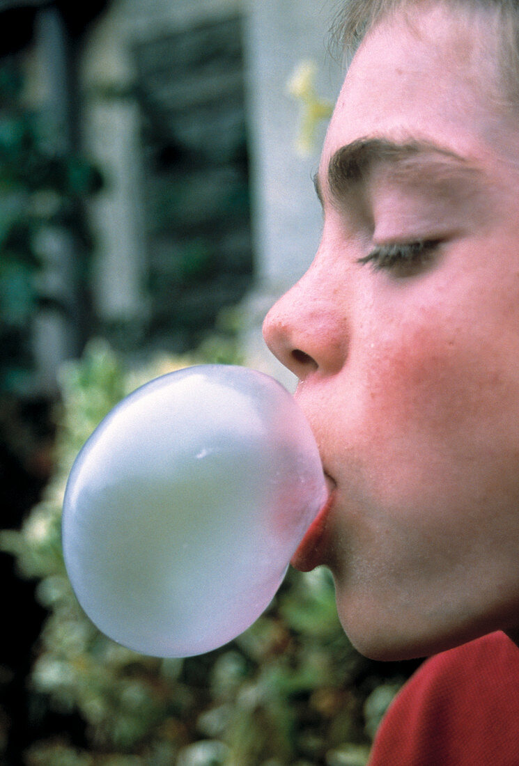Boy with bubble gum
