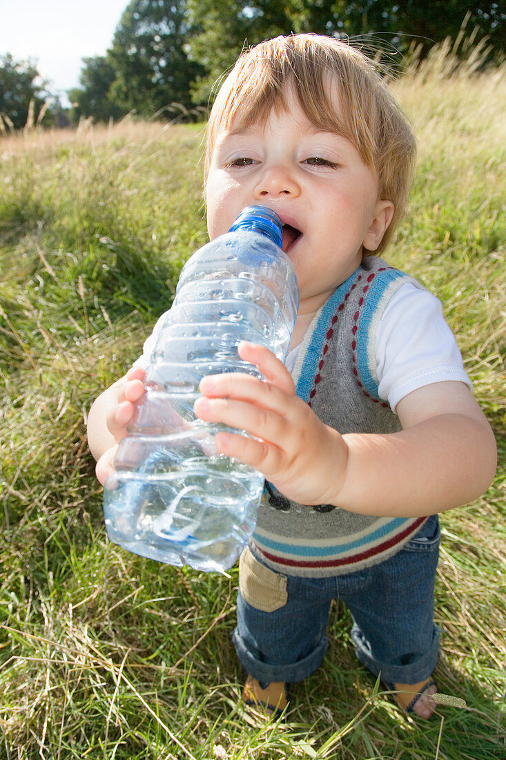 Toddler drinking water