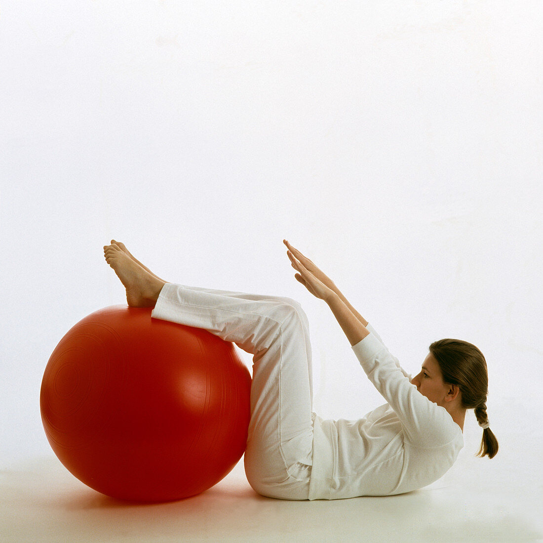 Woman using an exercise ball
