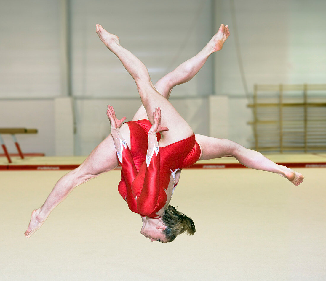 Gymnast performing a free walkover
