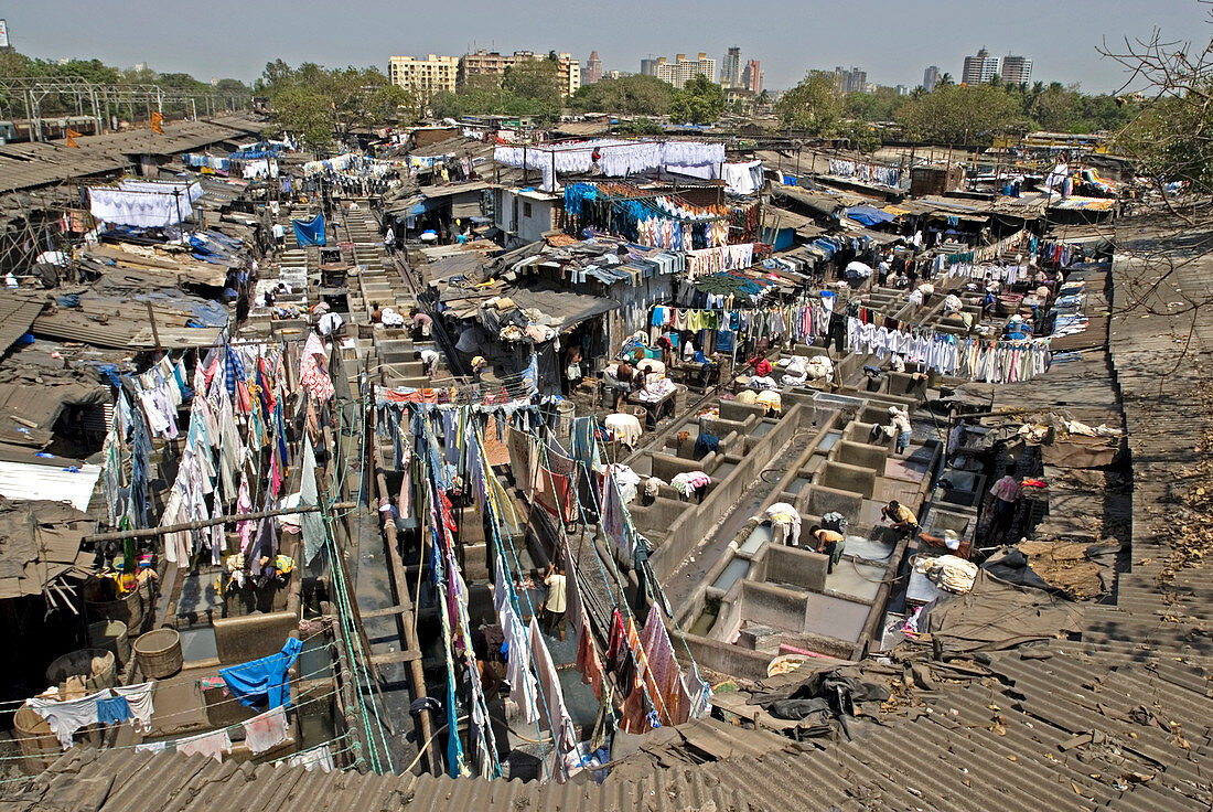 Dhobis washing clothes,Mumbai,India