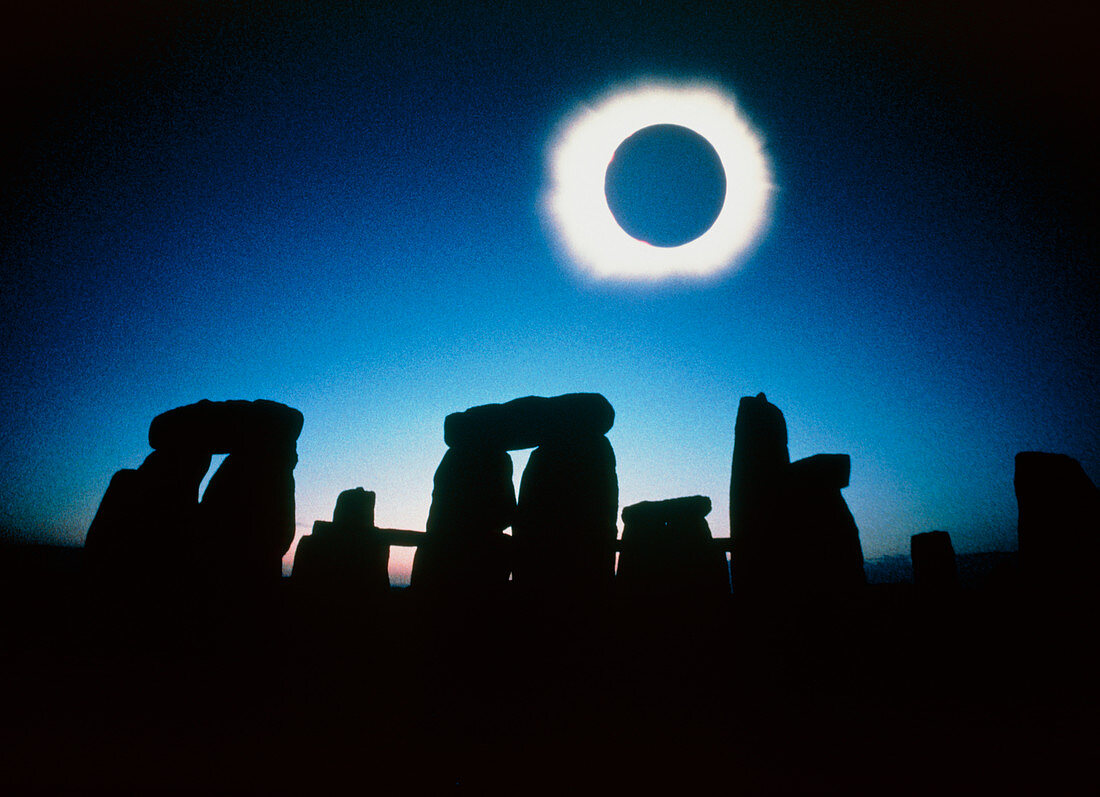 Composite image of Stonehenge & solar eclipse