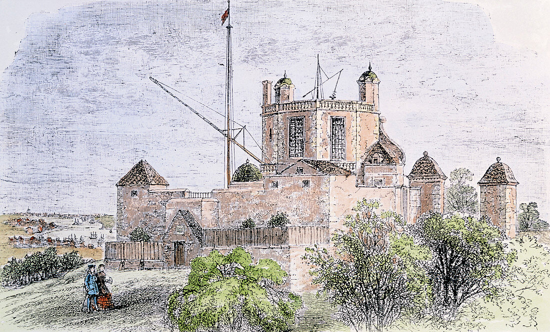 Artwork of the Greenwich Observatory in 1720