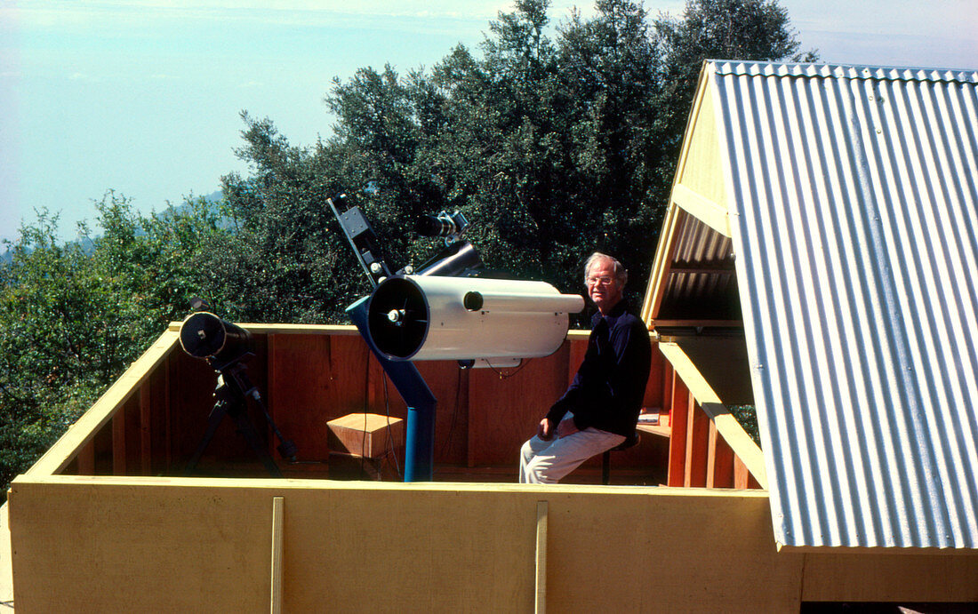 Amateur astronomer with Ritchey-Chretian telescope