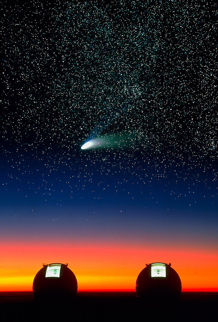 Telescope domes on Mauna Kea with Hale-Bo