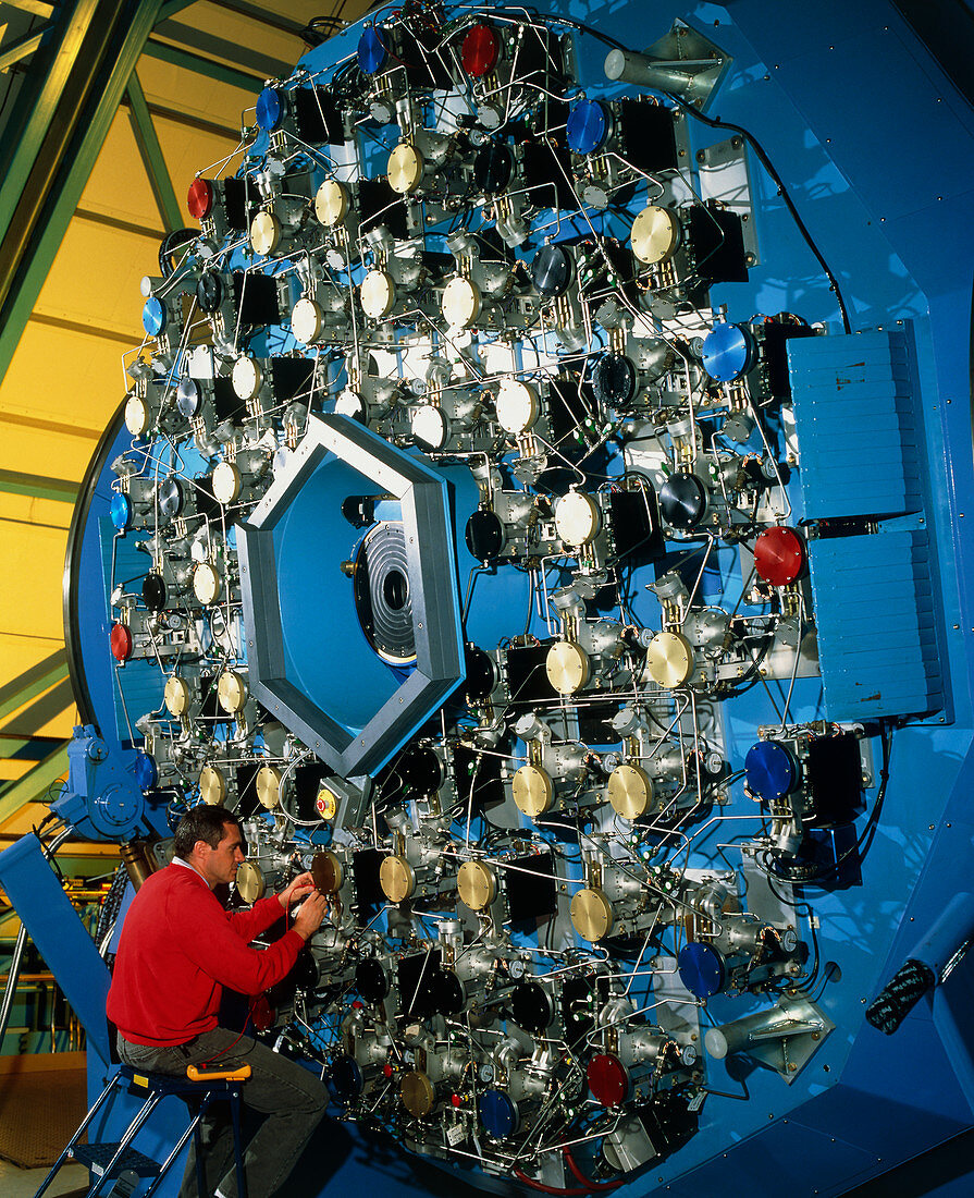 Technician with the WIYN telescope's active optics