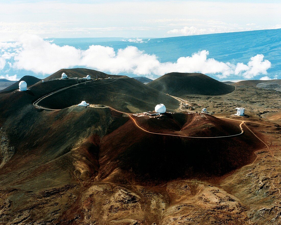 Top of Mauma Kea in Hawaii with several telescopes