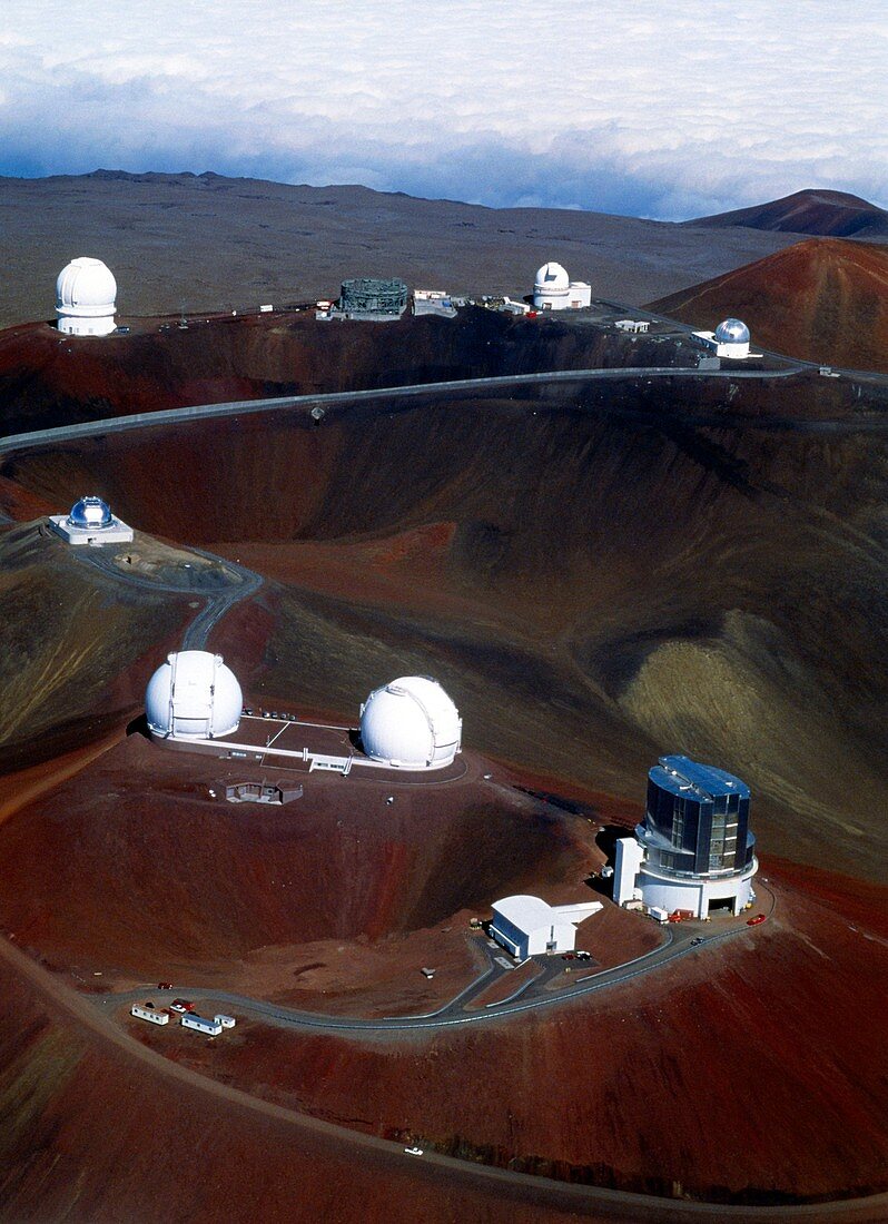 Aerial view of observatories at Mauna Kea,Hawaii