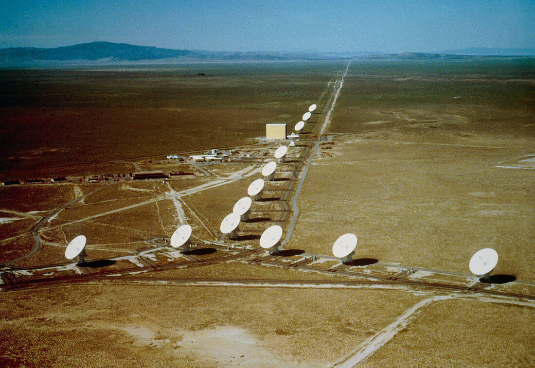 Aerial view of Very Large Array radio telescope
