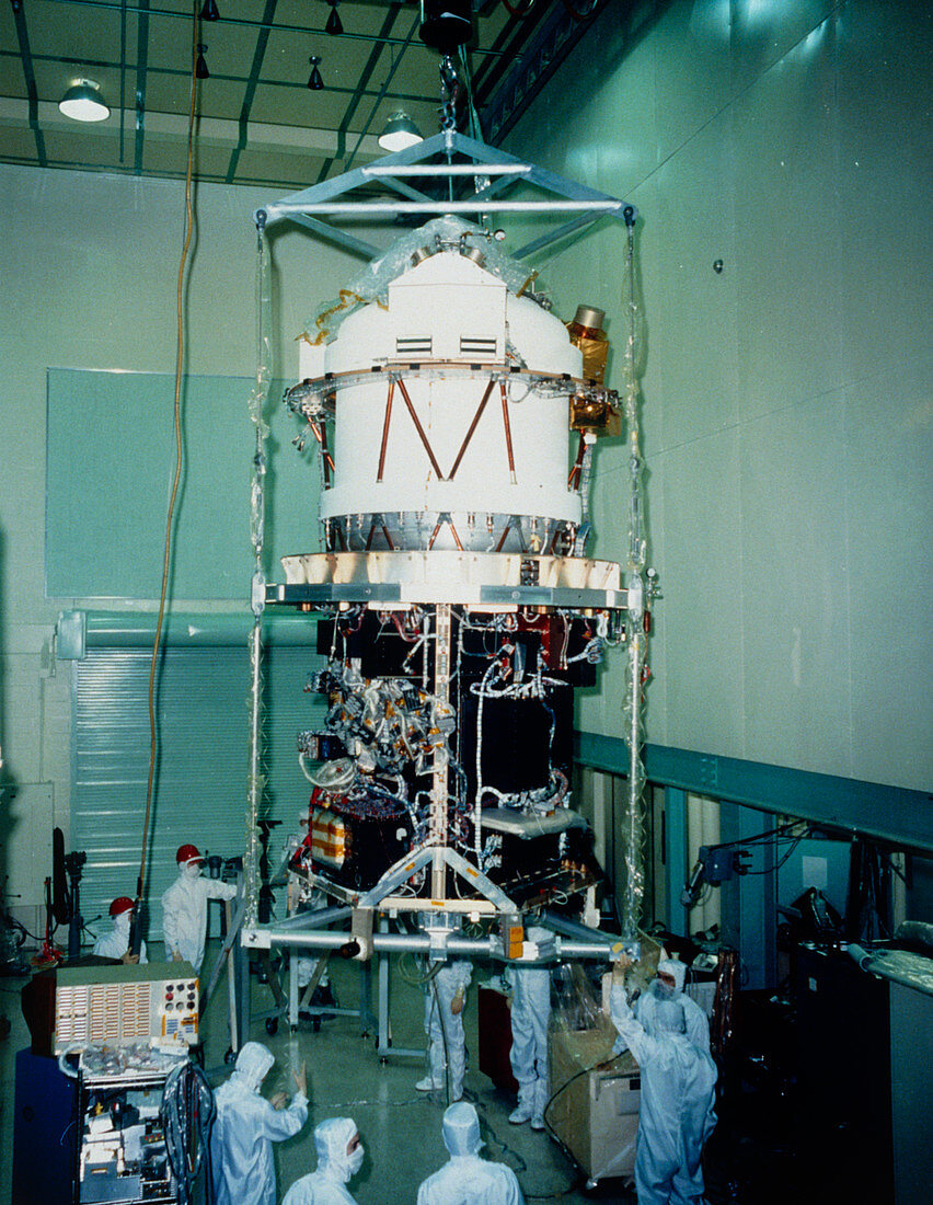 COBE satellite under construction