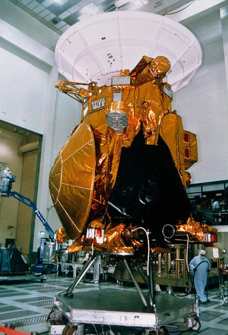 Fully-completed Cassini spacecraft during checks