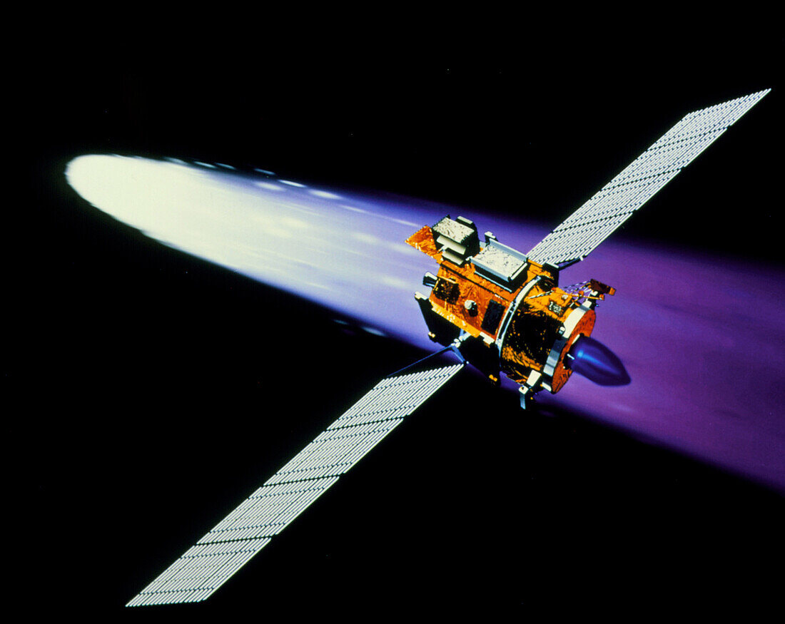 Artwork of the Deep Space 1 spacecraft with comet