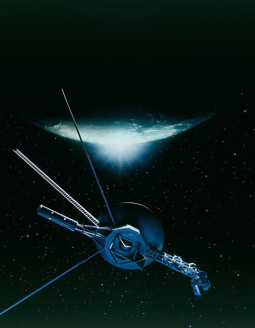 Artwork showing Voyager 2 leaving Triton