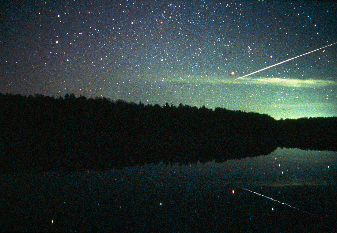 Meteor over lake