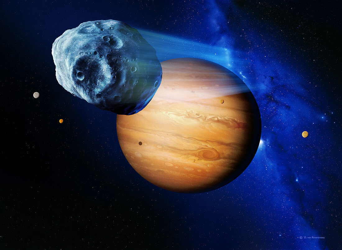 Asteroid passing Jupiter