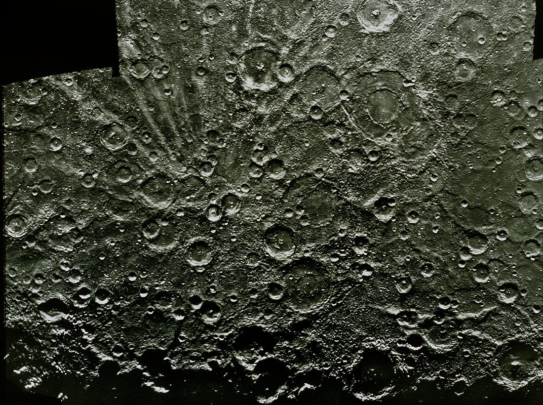 Mariner 10 photo of Mercury's south polar region
