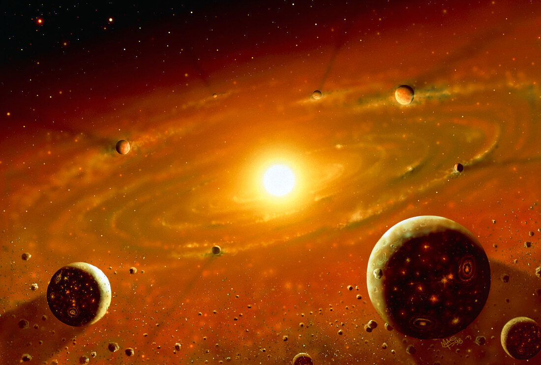 Artwork of the formation of the solar system