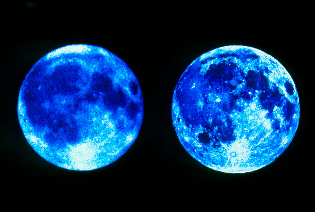 Ultraviolet and visible images of the Moon