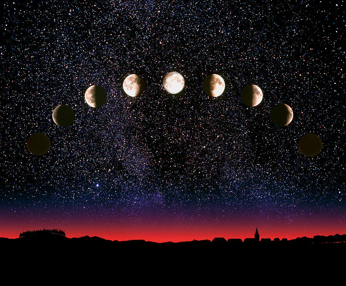 Composite time-lapse image of the lunar phases