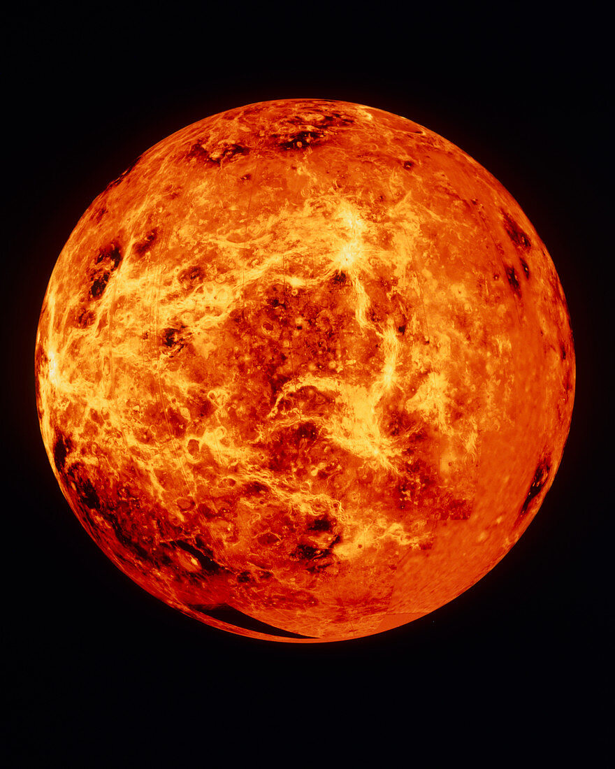 False-colour Magellan mosaic of Venus w.hemisphere