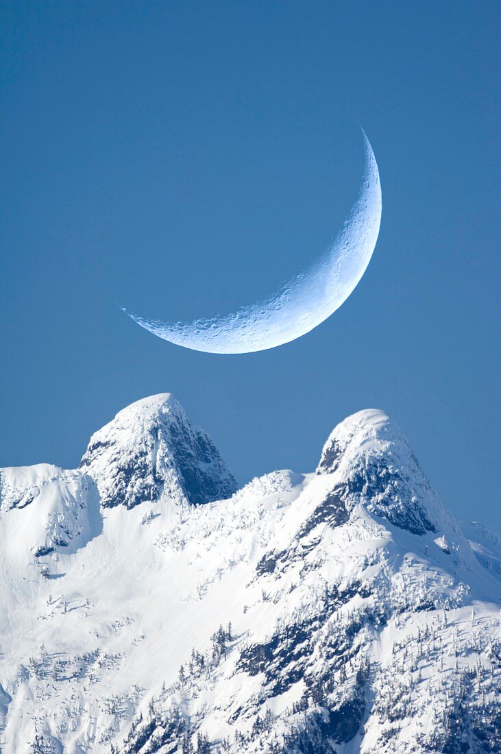 Crescent Moon over The Lions,Canada
