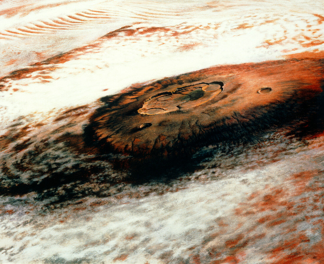 The giant Martian volcano Olympus Mons,in cloud