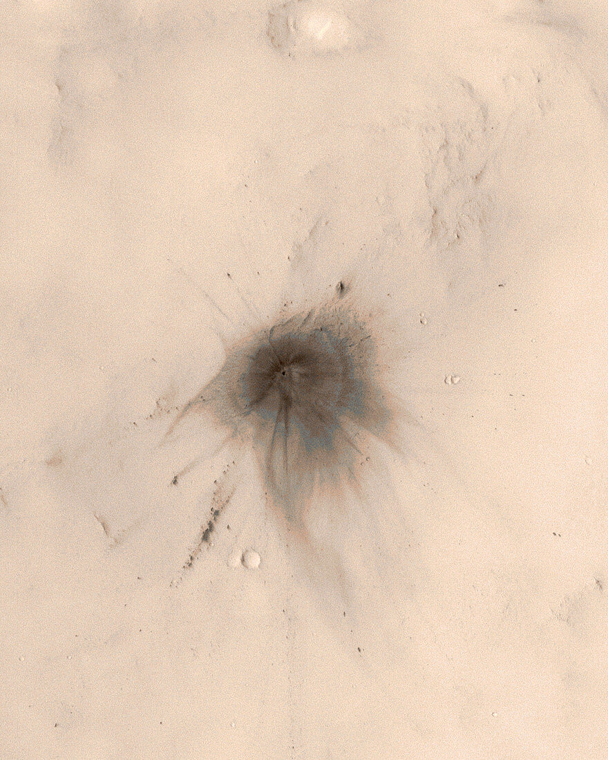 Martian impact crater,satellite image
