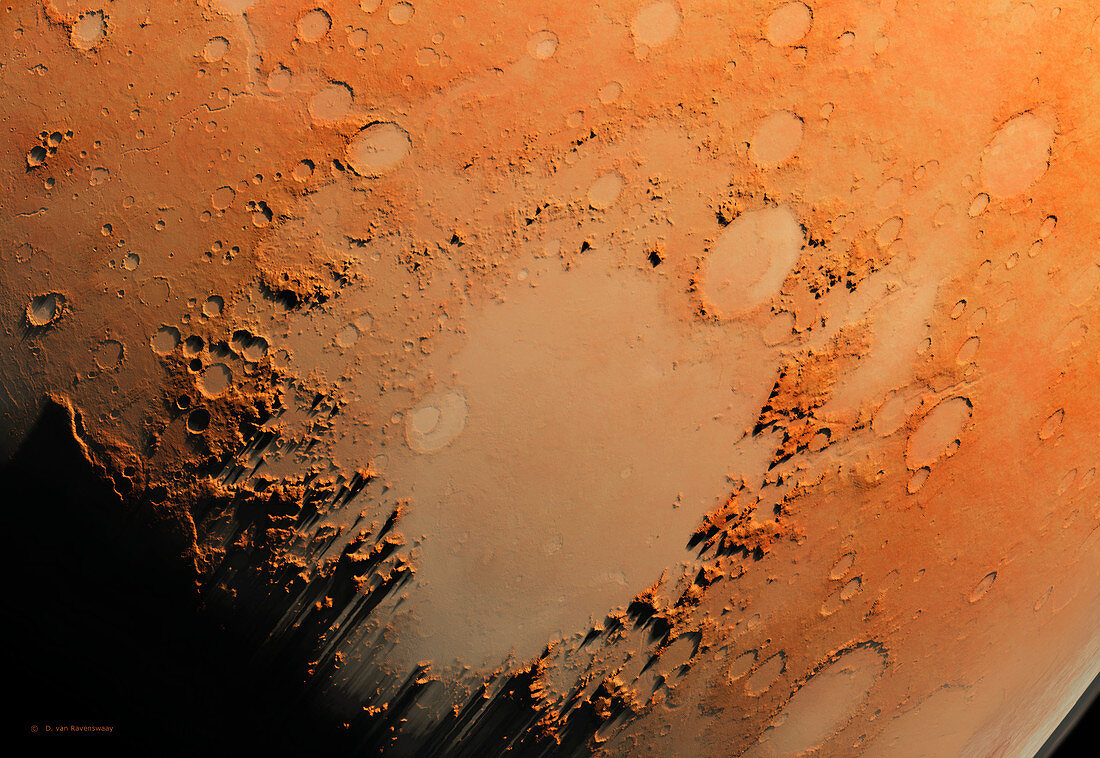 Argyre crater,Mars,computer artwork